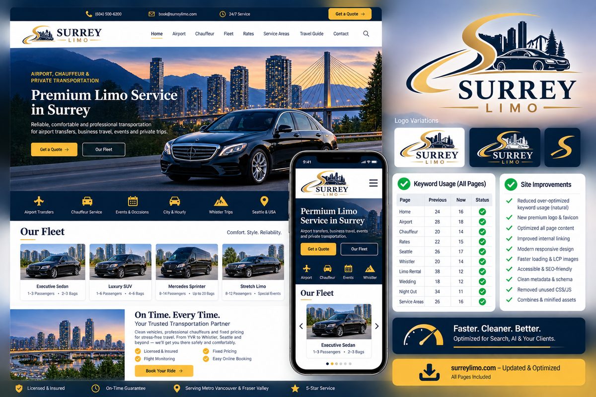Surrey Limo website project screenshot