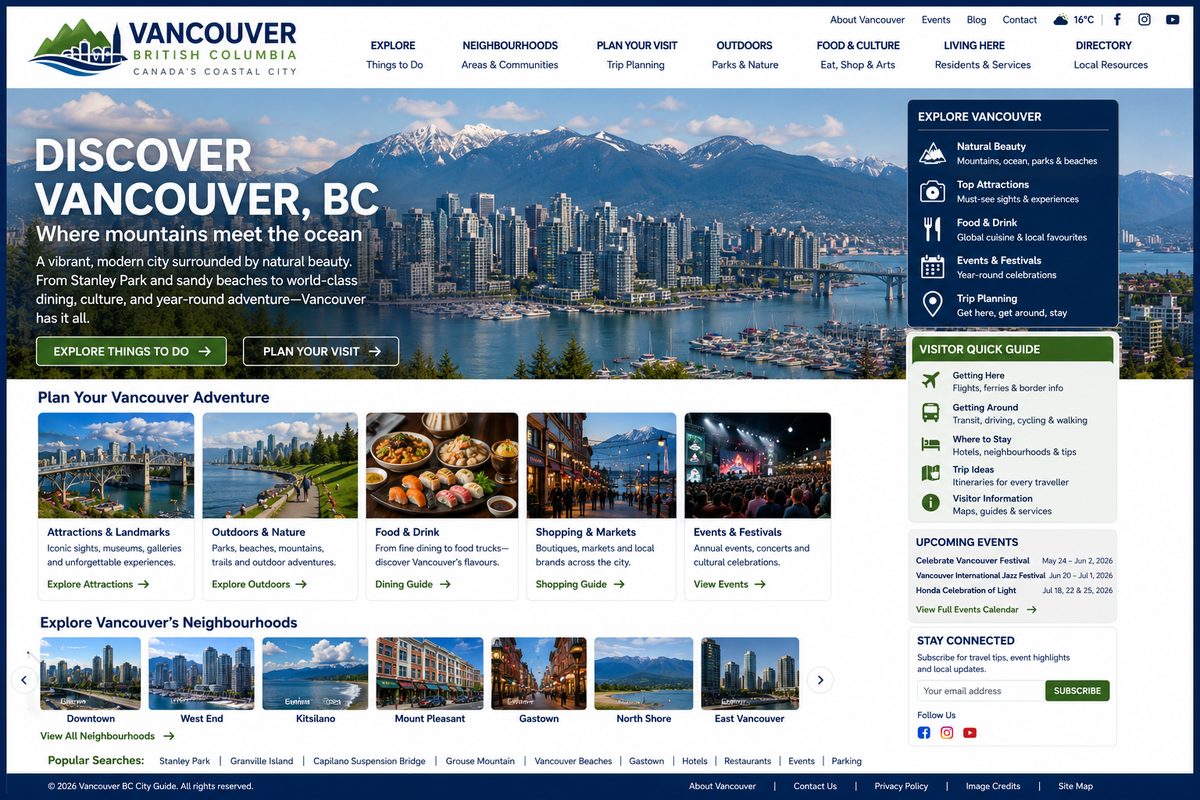 Vancouver city guide project screenshot